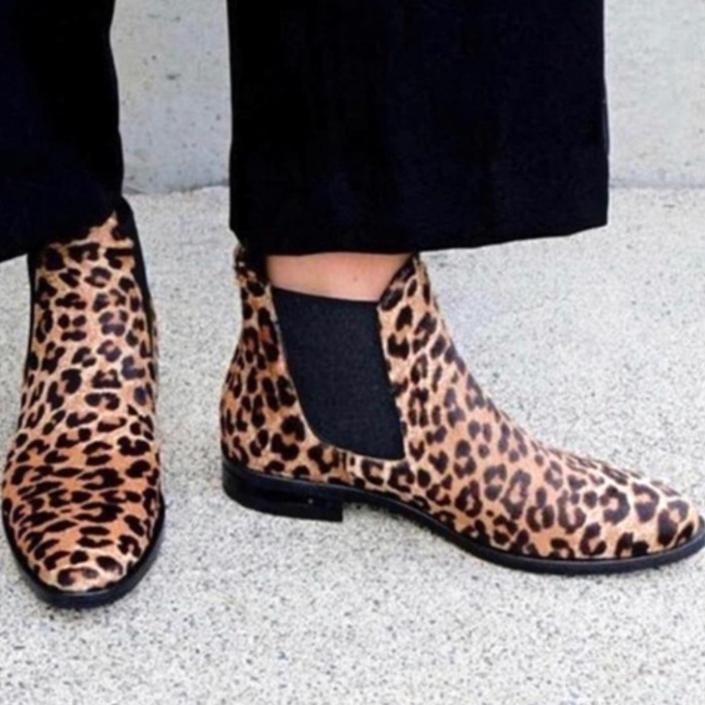Freda Salvador Leopard Cheetah Chelsea Boots Calfhair